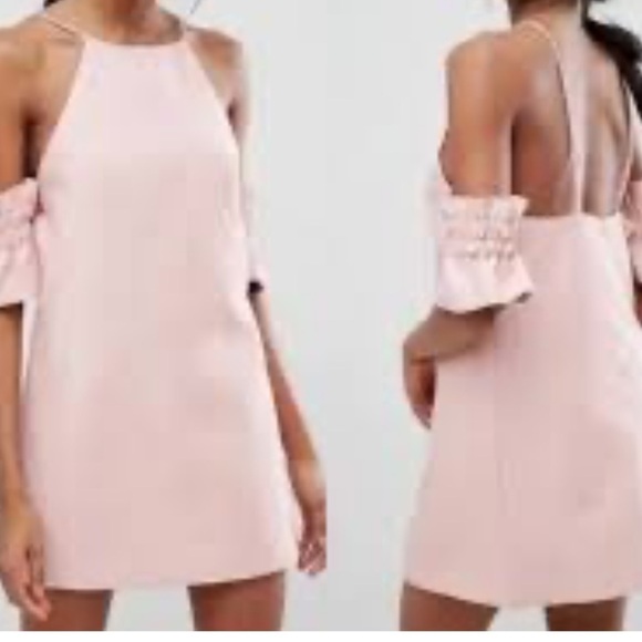 C/MEO Collective Double Take Pink Halter Off Shoulder Mini Dress Sz Small Women - Picture 5 of 9